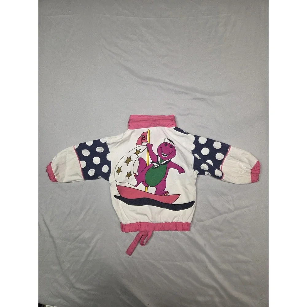 Vintage 1993 Barney the Dinosaur Track Windbreaker Jacket Size 12 Months